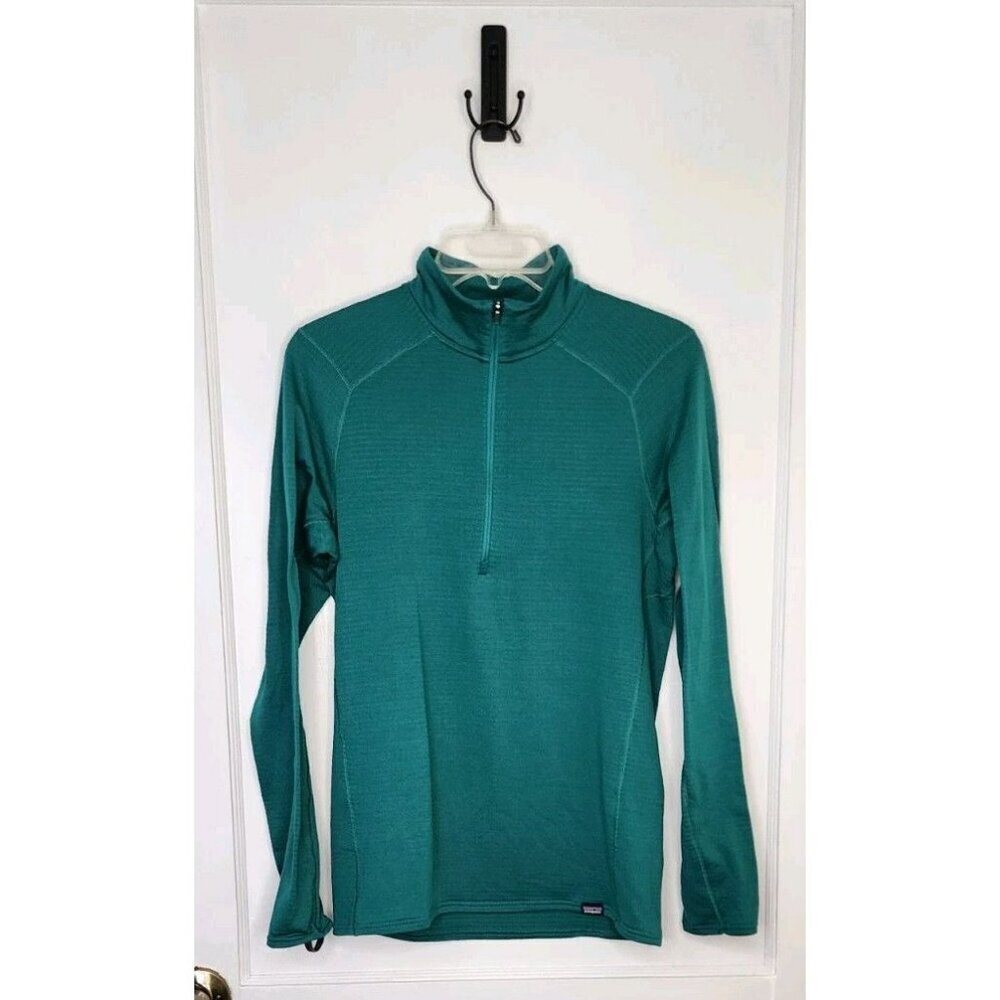 Patagonia Men's Capilene Thermal Weight Zip-Neck Long Sleeve Top Small Wavy Blue